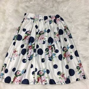 Floral polka dot midi skirt